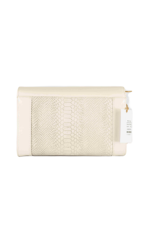 Betts Ivory and Croc Print Shoulder Bag