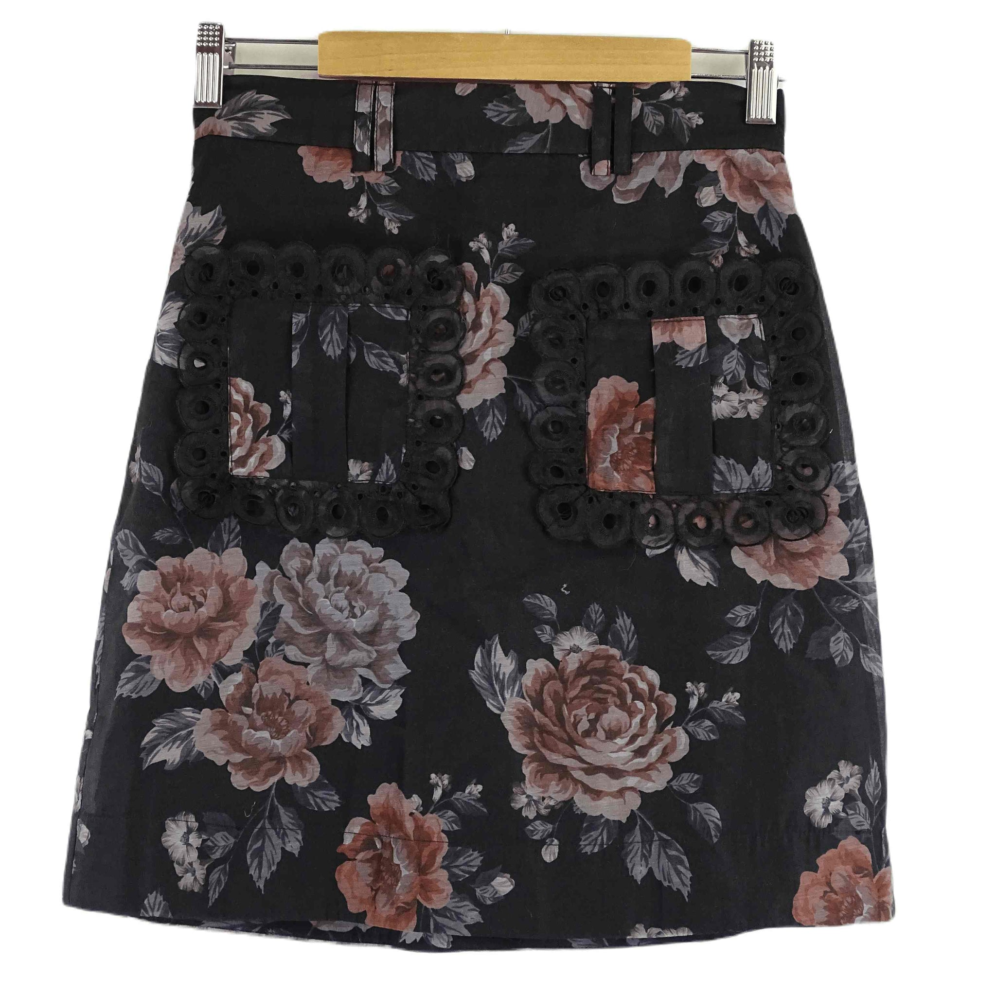 Keepsake Navy Floral Print Mini Skirt S