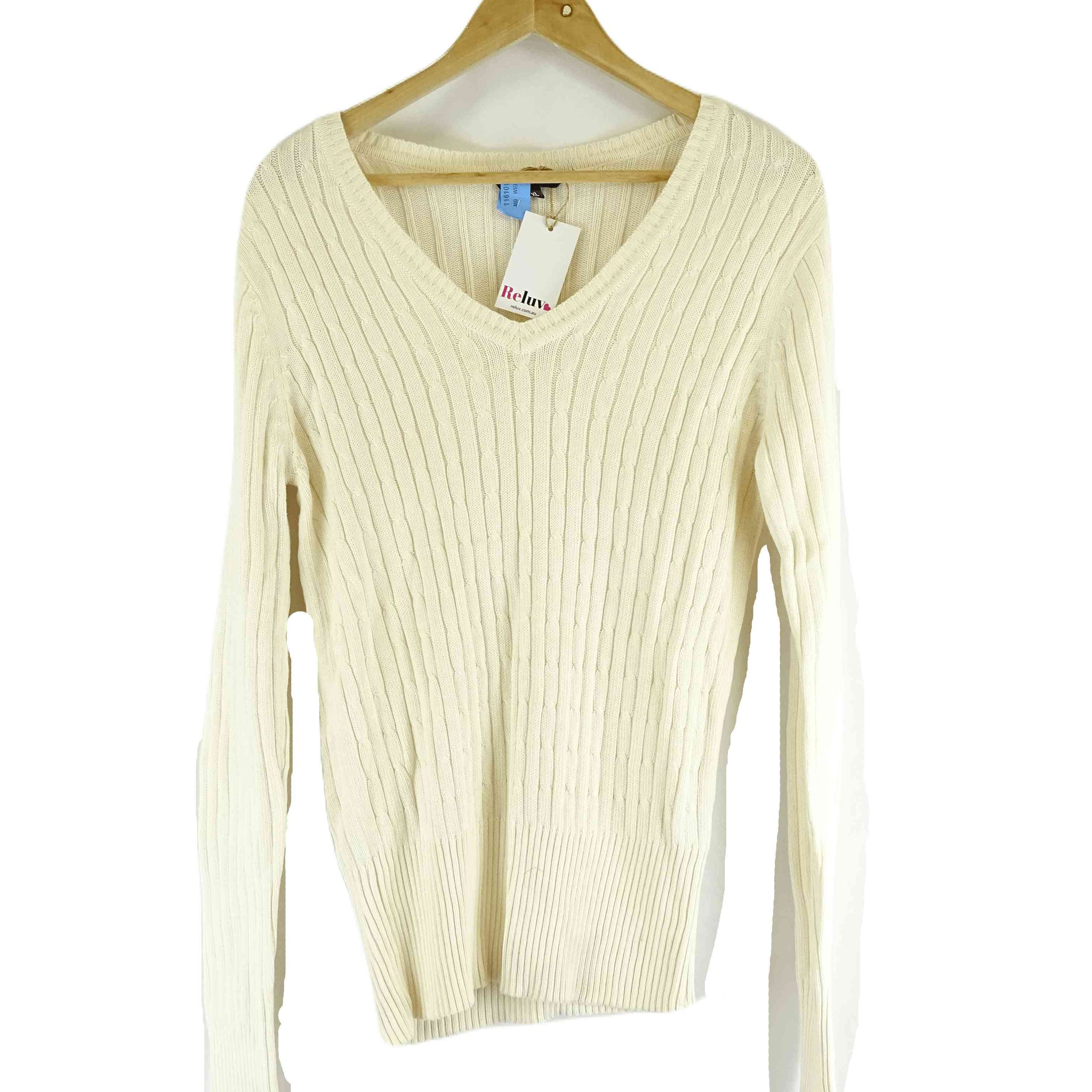 Allen Solly Cream Knit Sweater XL