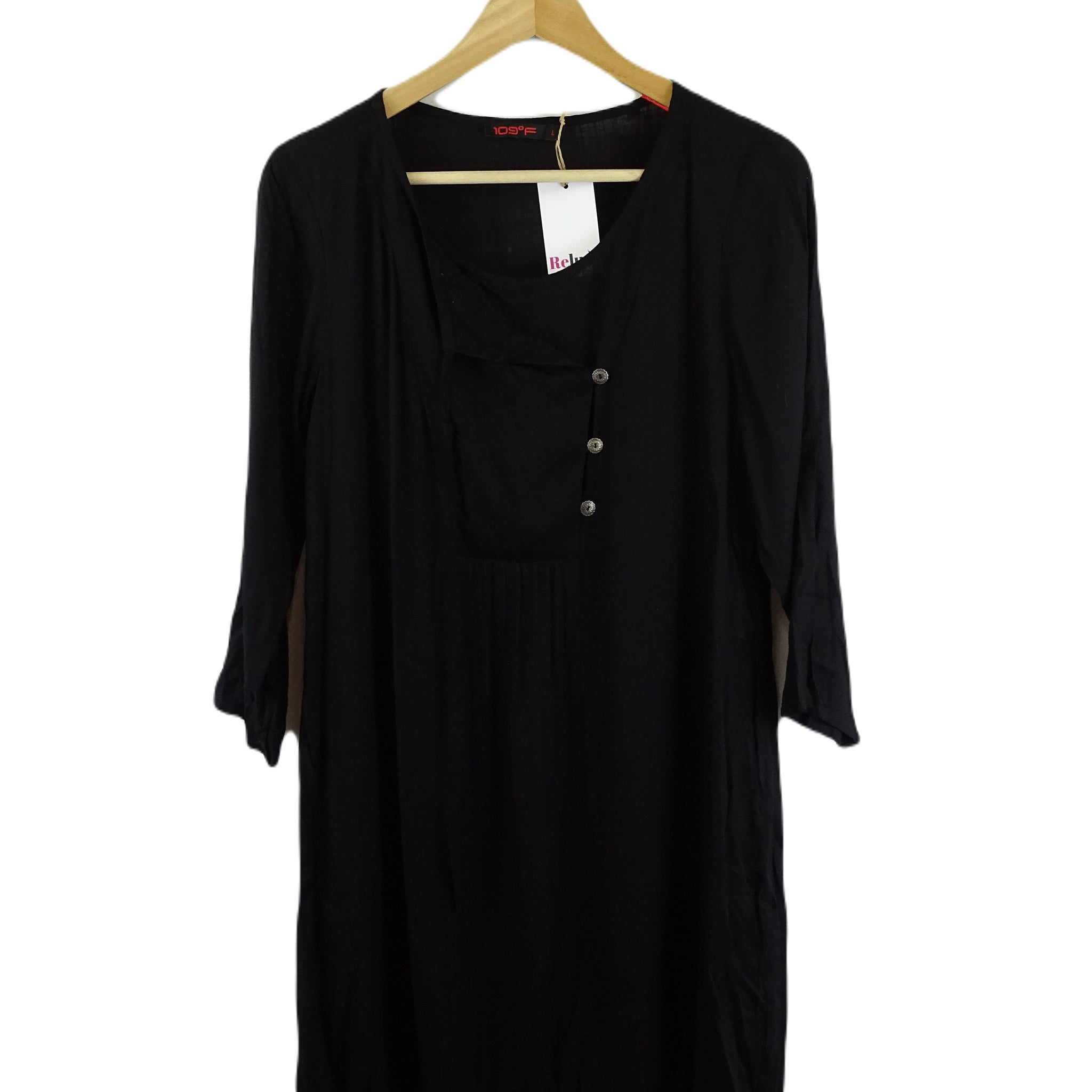 109 F Black Long Sleeve Mini Dress L