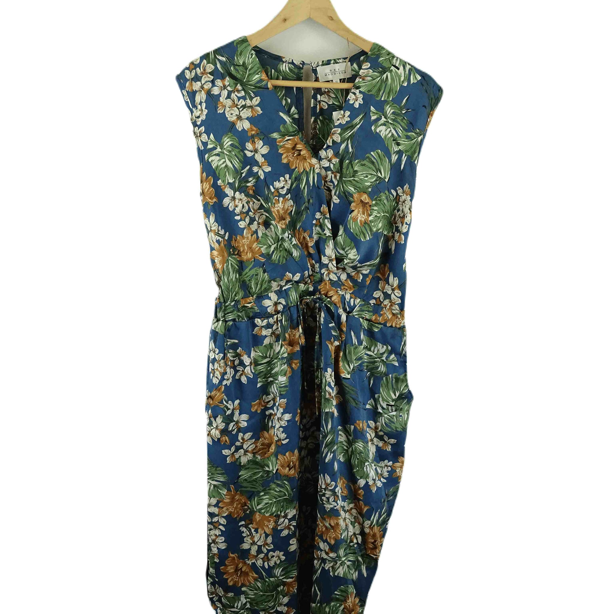 Bee Madison Floral Blue Dress 12