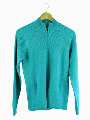 Kathmandu Blue Merino Wool Knit 3/4 Zip Jumper 12