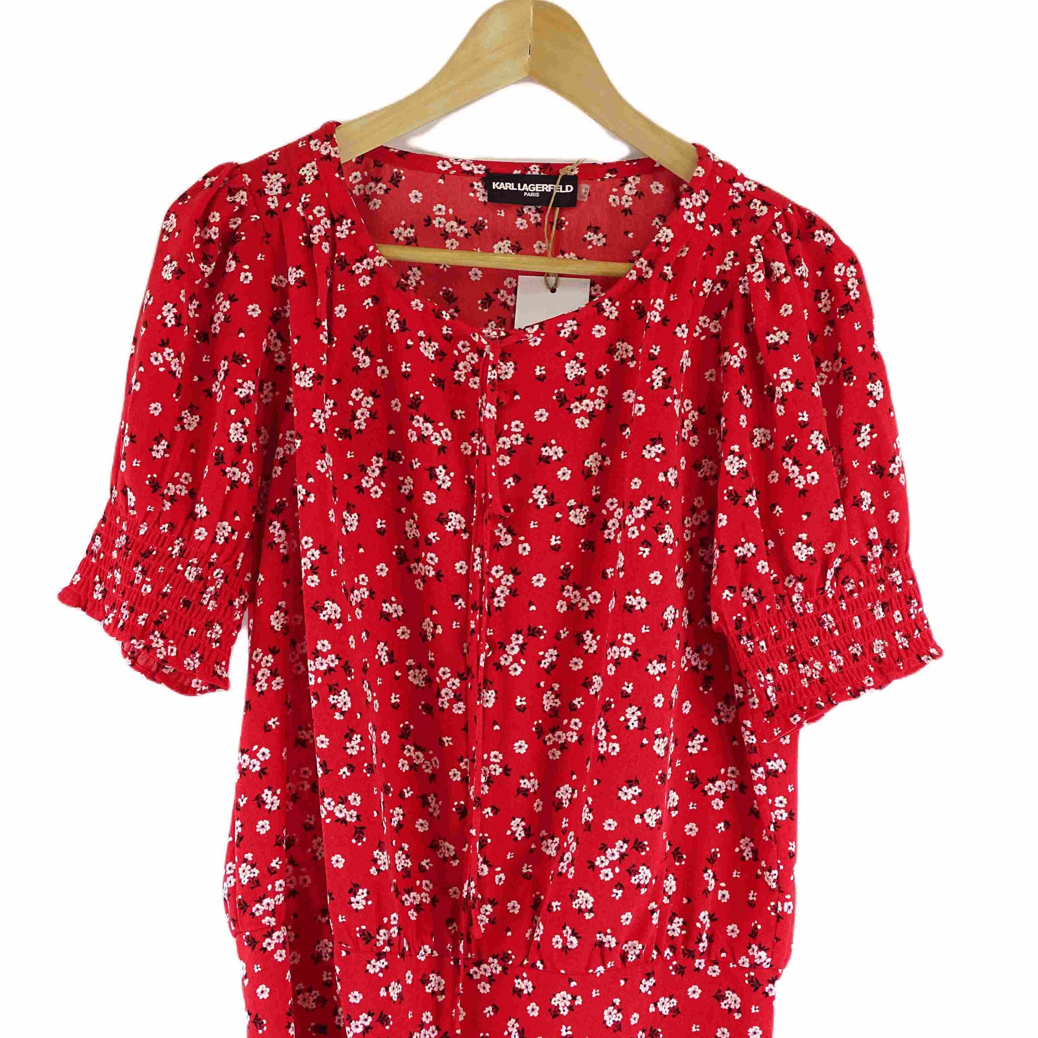 Karl Lagerfeld Red Floral Top S