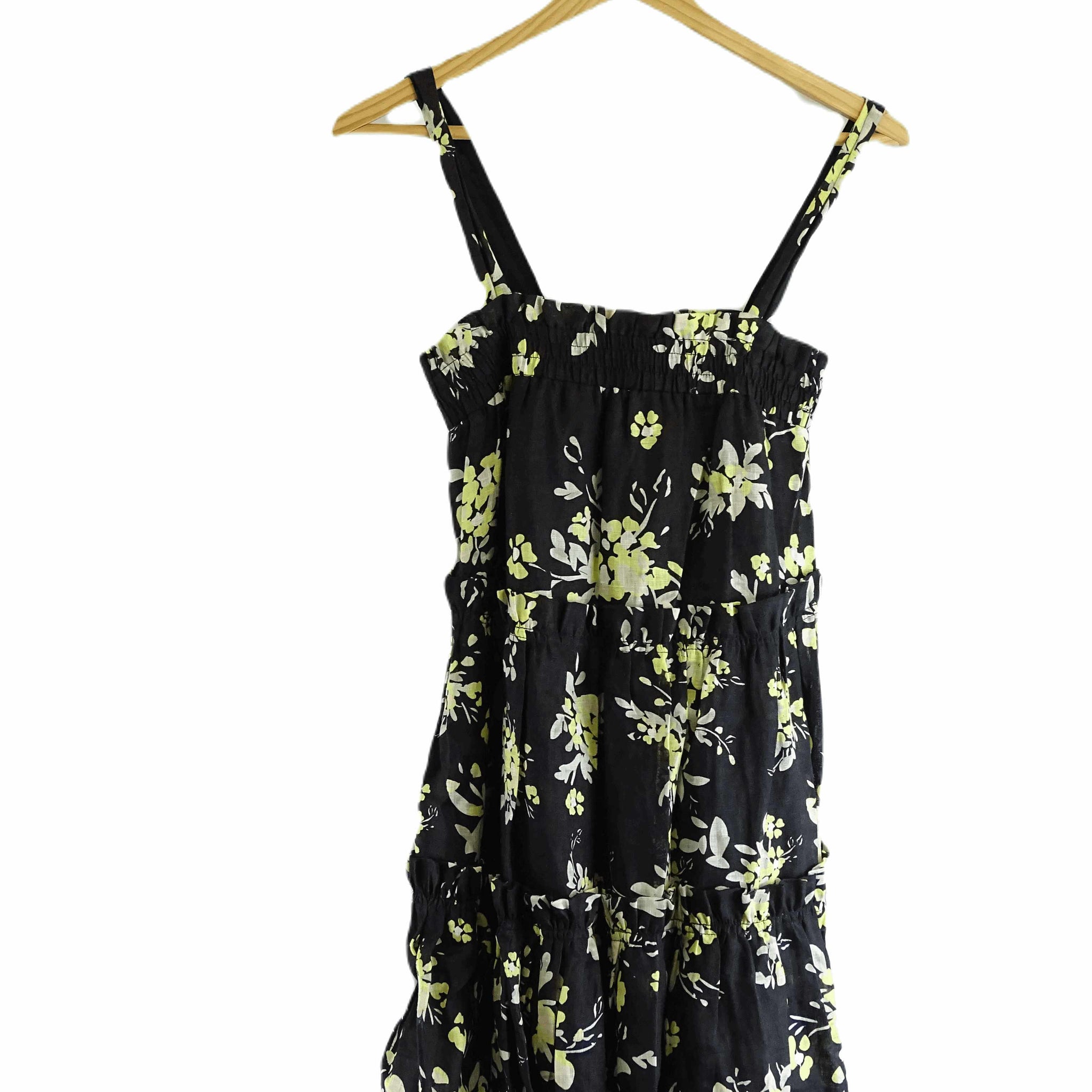 Shona Joy Black Floral Linen Dress 6