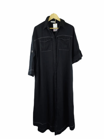 Little Coquille Black Button Down Maxi Dress 14