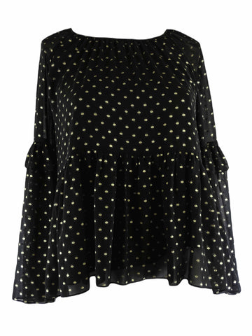 Sportsgirl Black Polka Dot Peplum Top 10