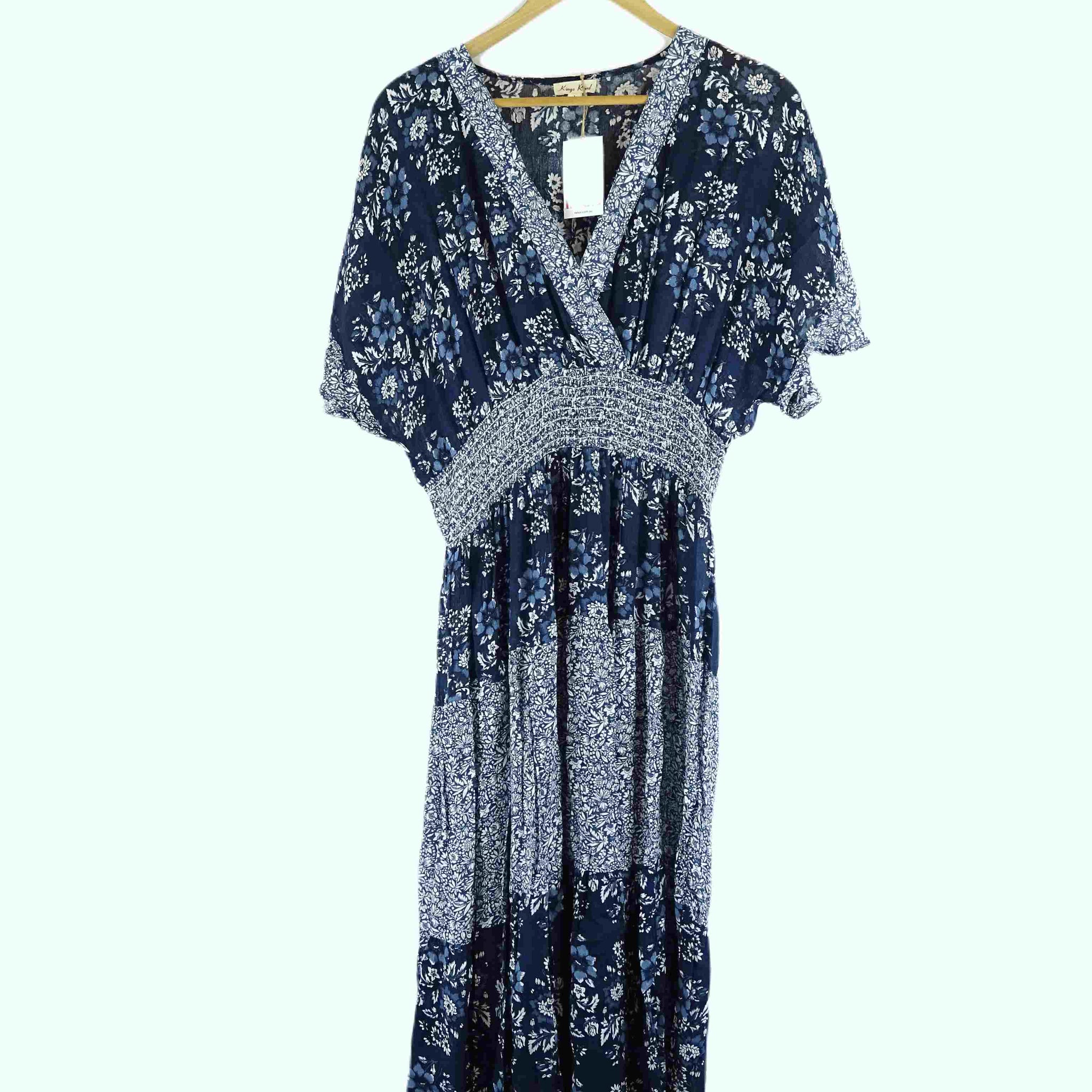 Kings Road Blue Floral Maxi Dress L