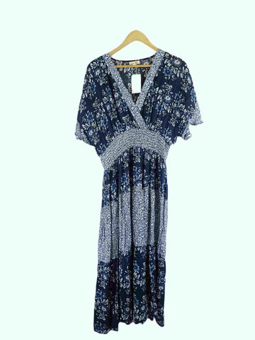 Kings Road Blue Floral Maxi Dress L