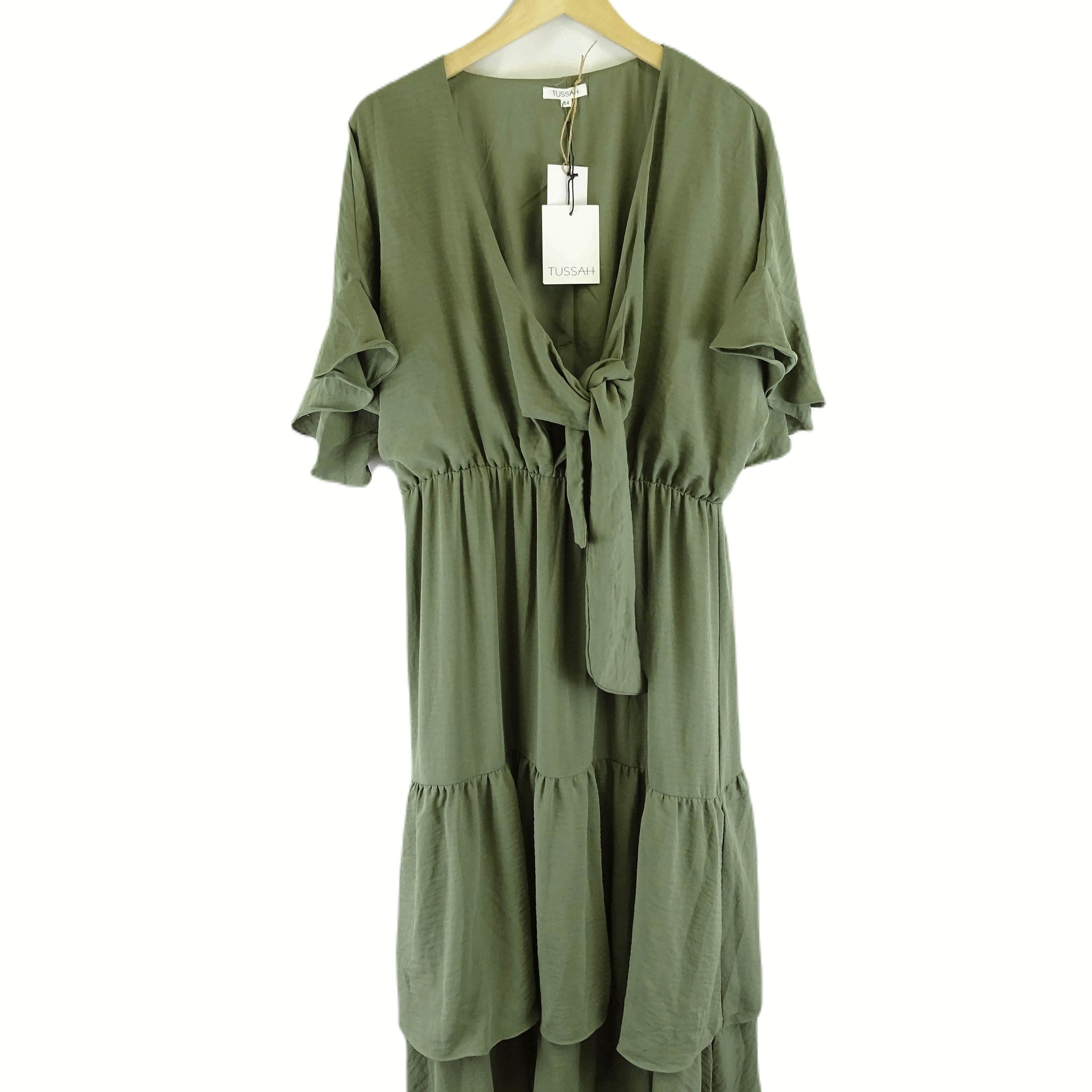 Tussah Olive Green Maxi Dress 14