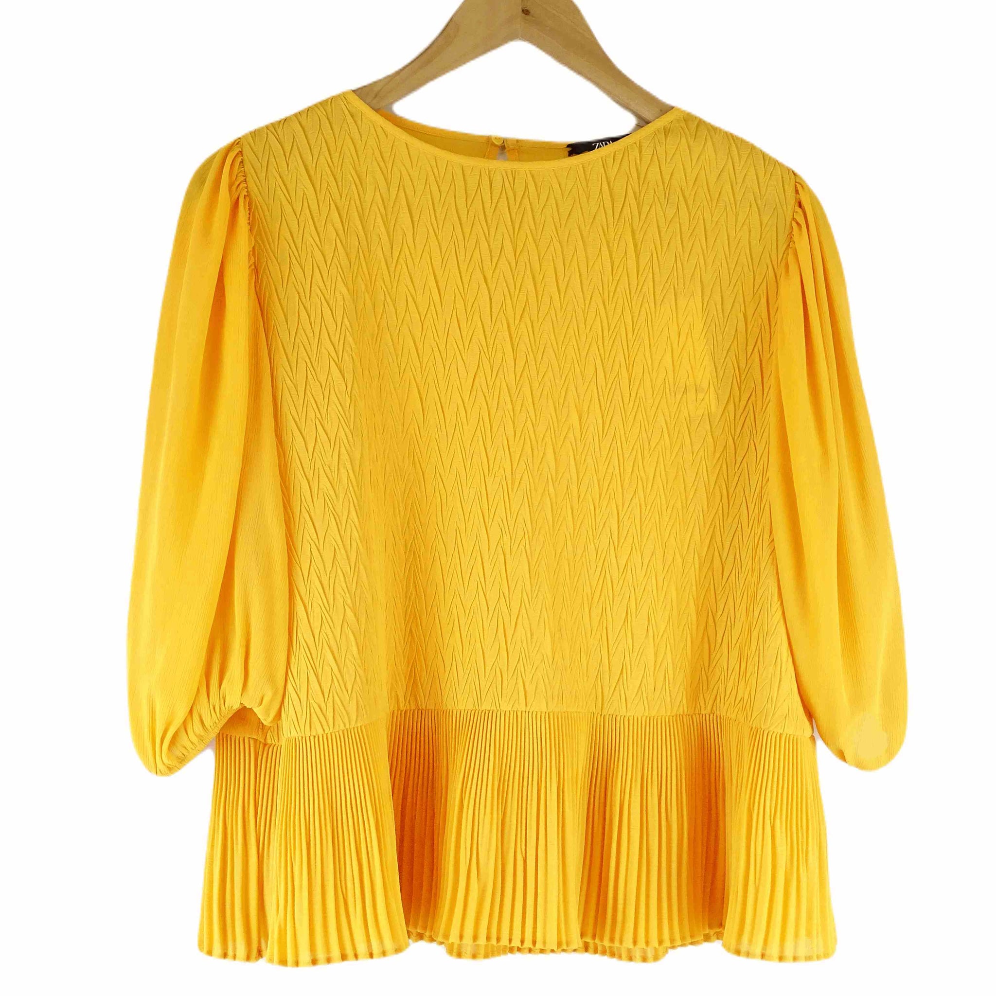 Zara Yellow Peplum Top M