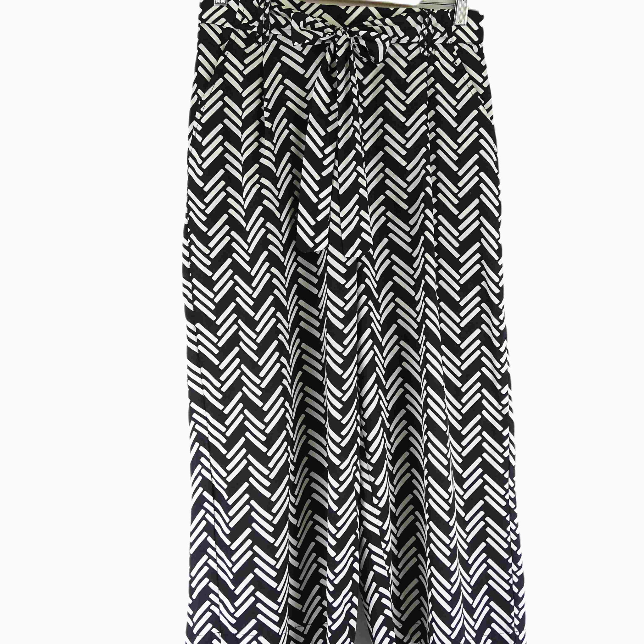 Trafaluc Black and White Print Wide Leg Pants S