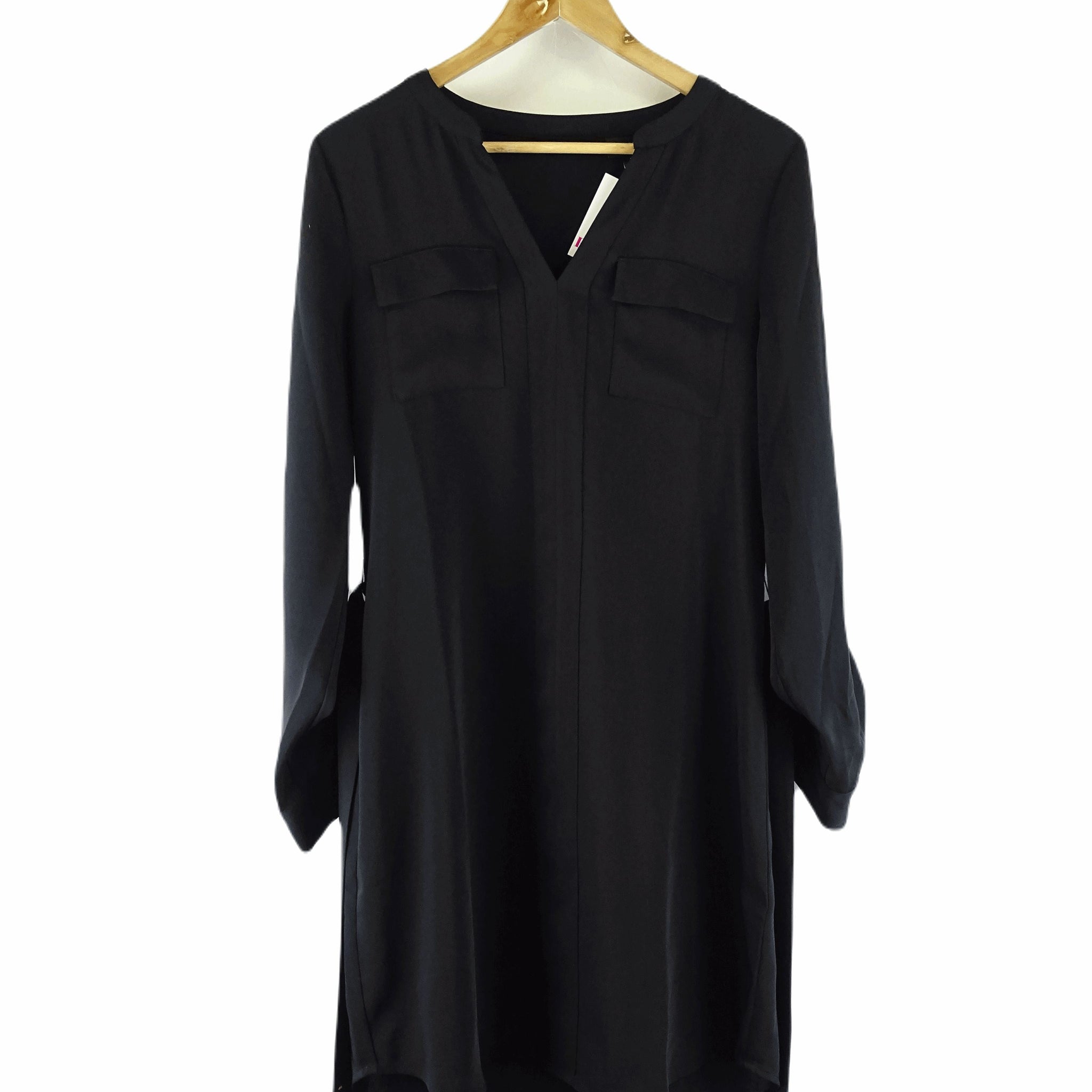 Adrienne Vittadini Black Button Down Mini Dress 12