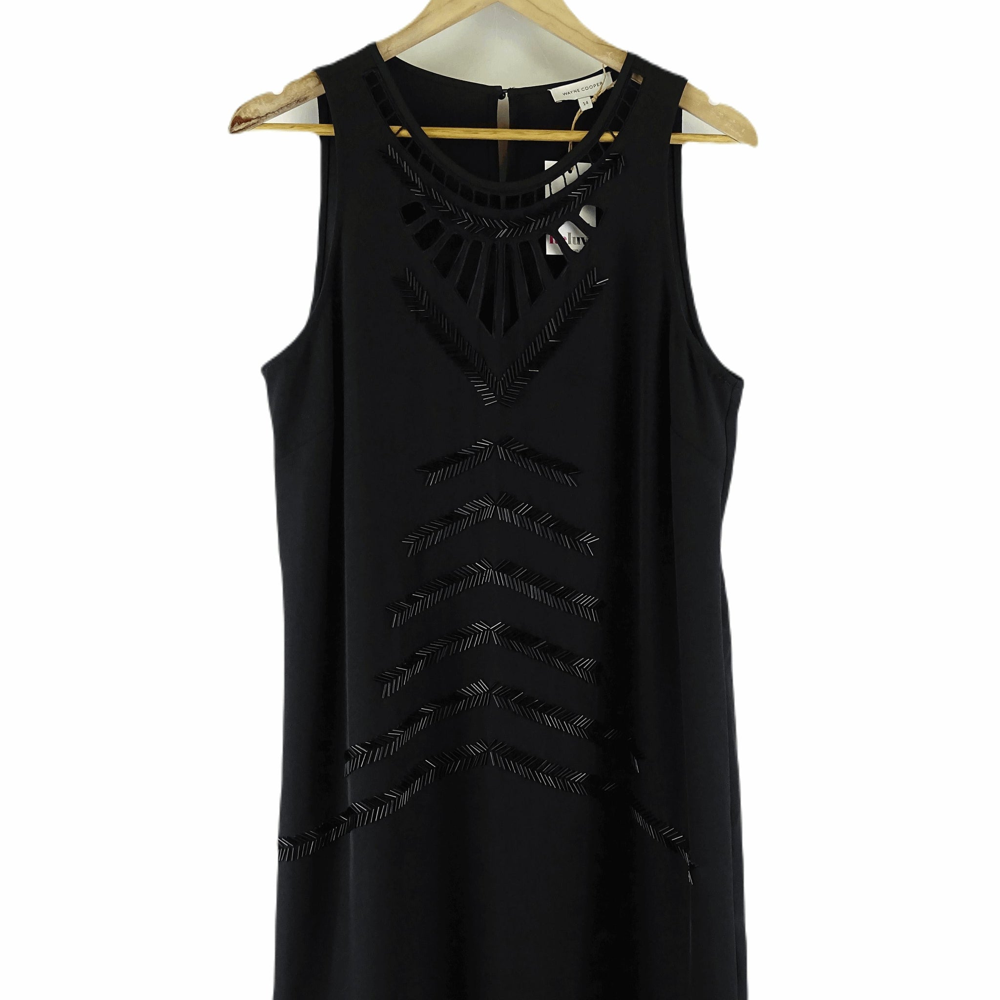 Wayne Cooper Black Sequin Sleeveless Dress 14