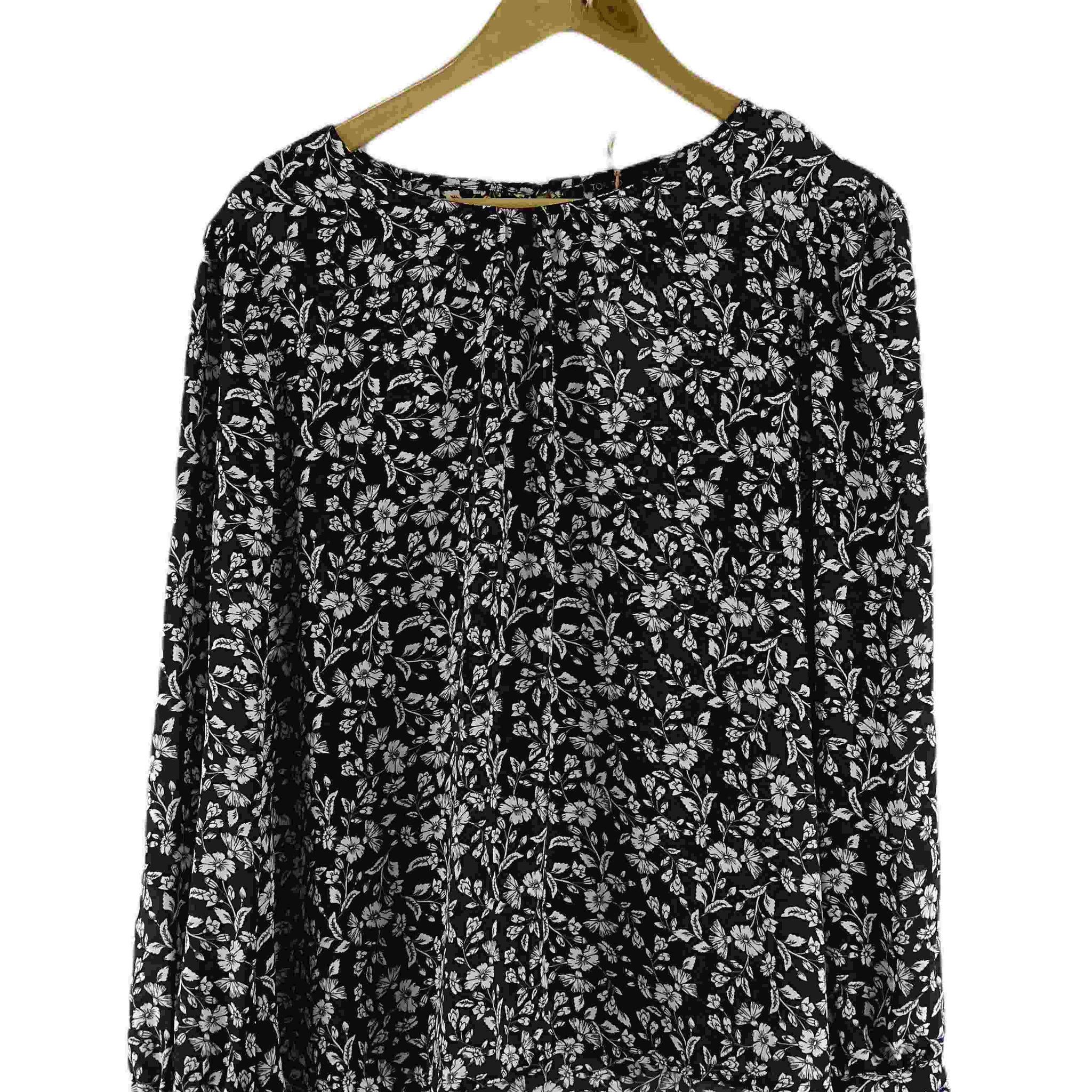 Tokito Black Floral Print Long Sleeve Blouse 16