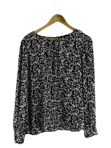 Tokito Black Floral Print Long Sleeve Blouse 16