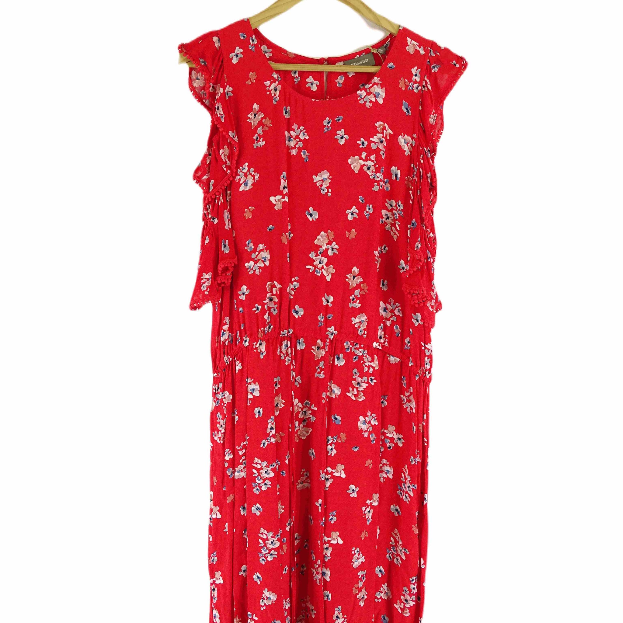 Sussan Red Floral Midi Dress 16