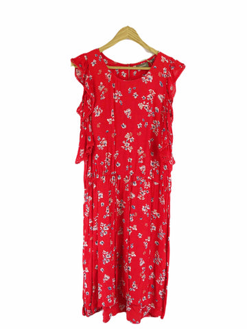 Sussan Red Floral Midi Dress 16