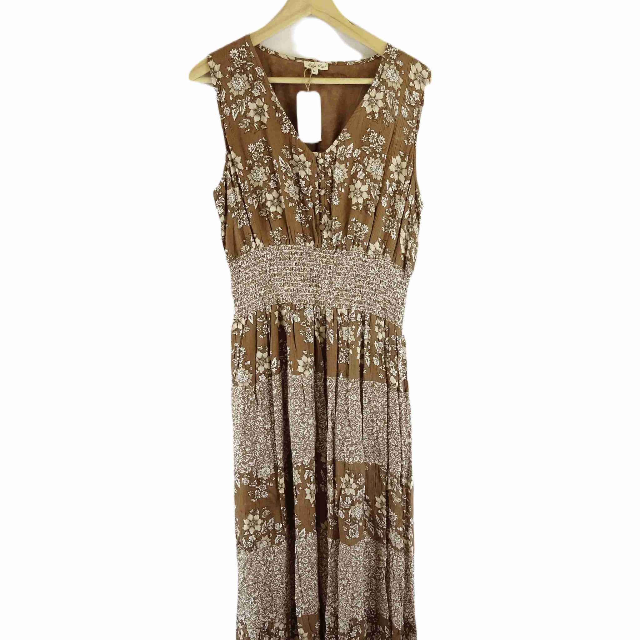 Kings Road Brown Floral Dress L