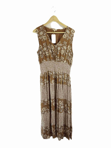 Kings Road Brown Floral Dress L