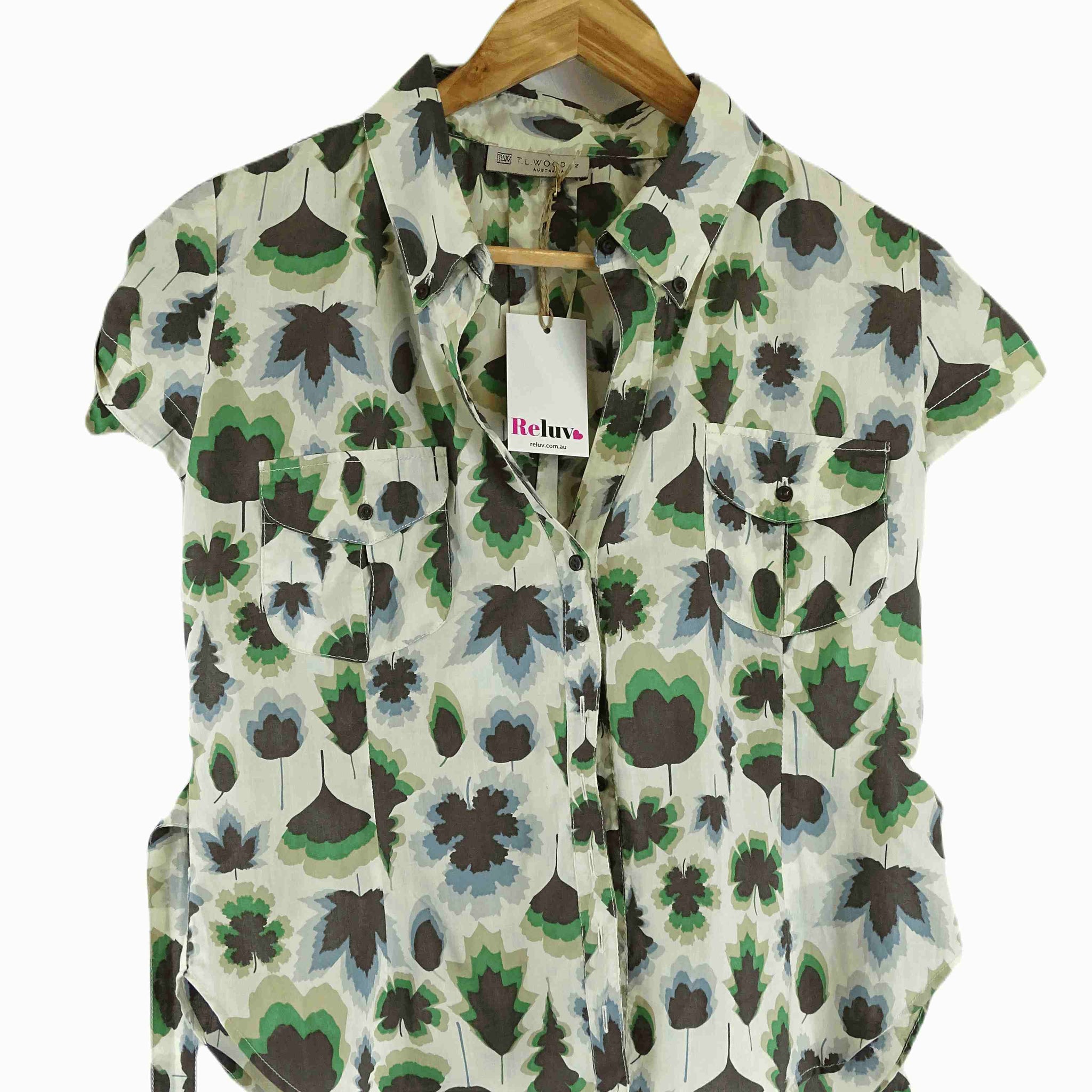 T.L Wood Green Floral Shirt S