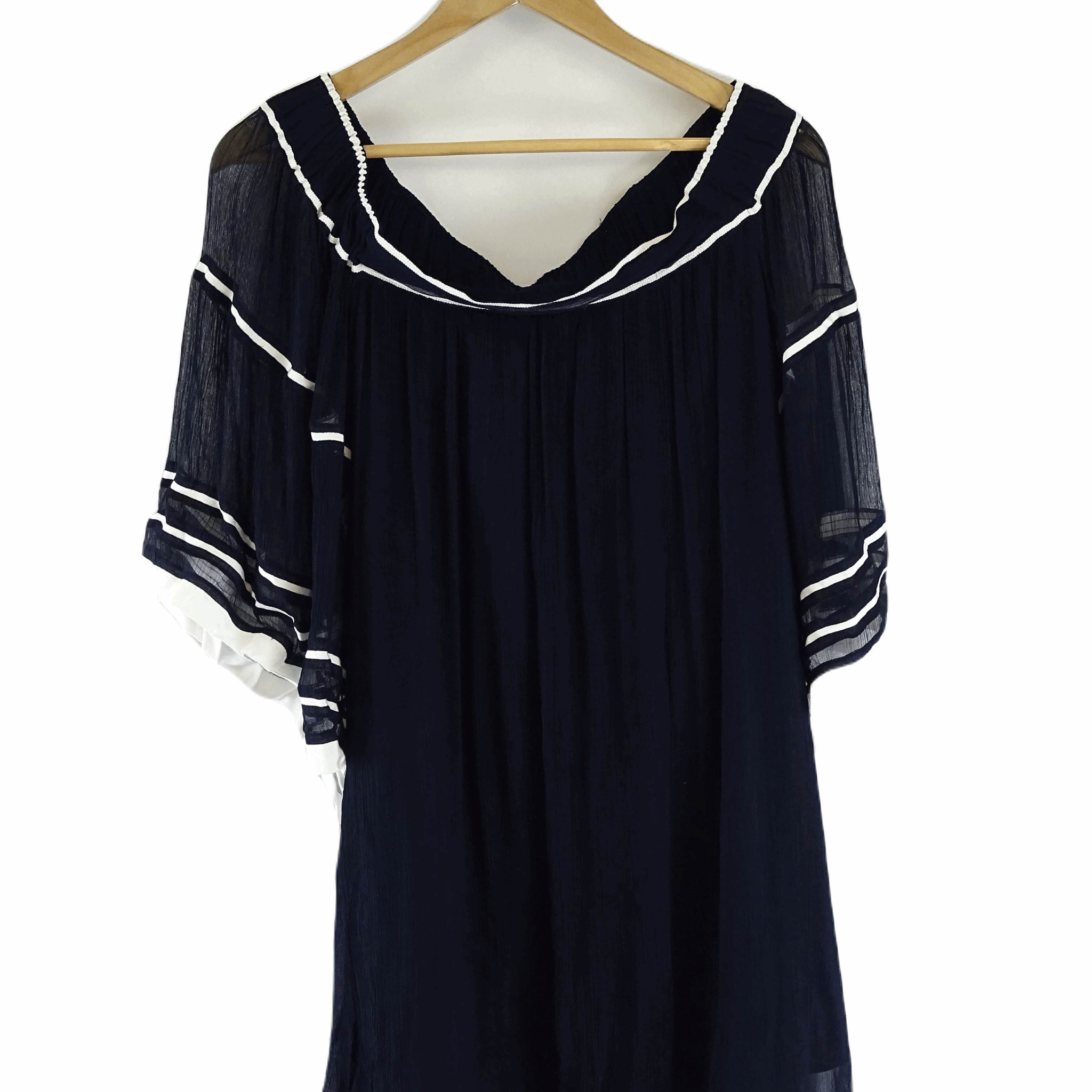 Witchery Navy and White Off the Shoulder Top 10