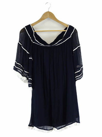 Witchery Navy and White Off the Shoulder Top 10