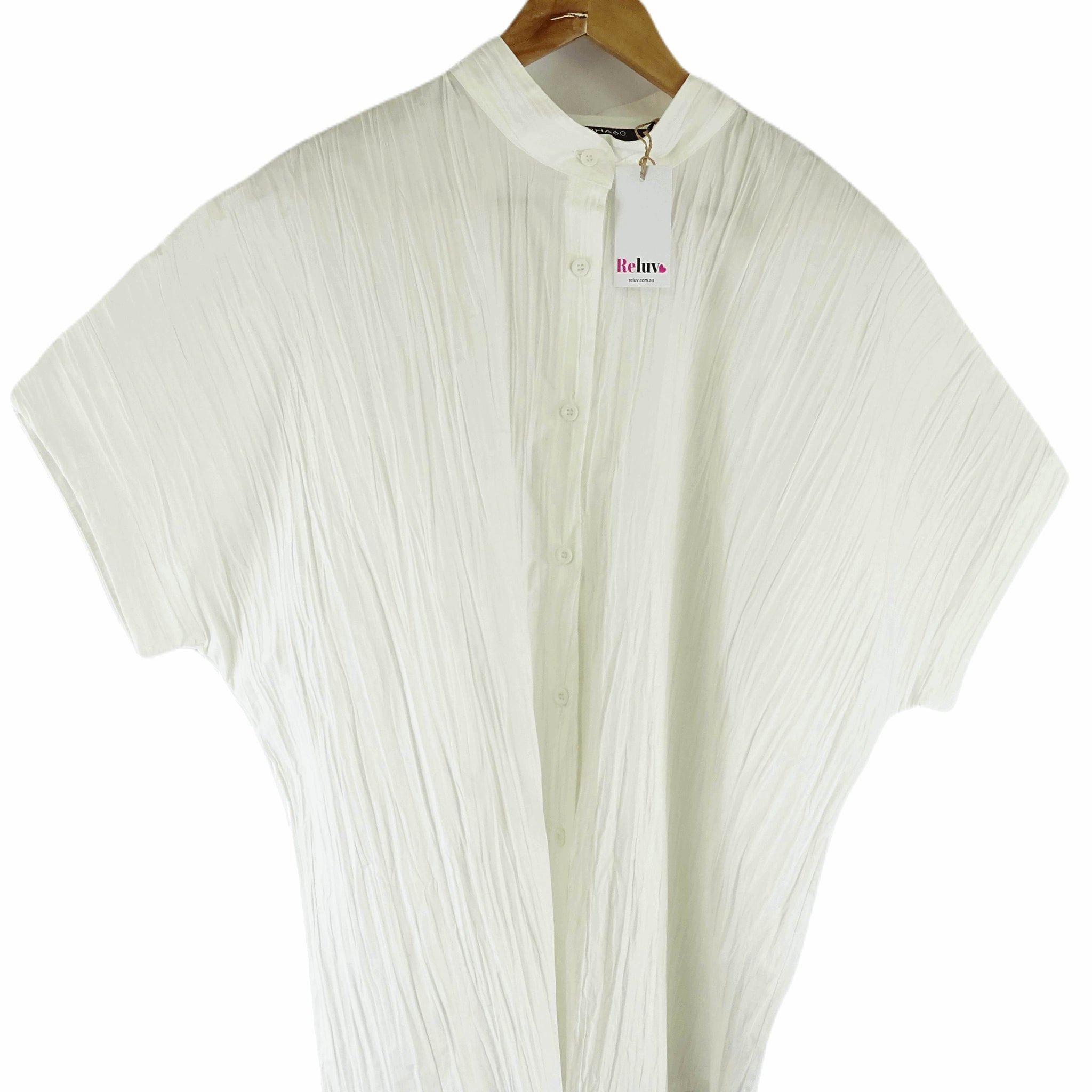 Alpha60 White Boxy Button-Down Shirt M