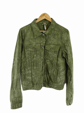 Free People Green Denim Jacket L