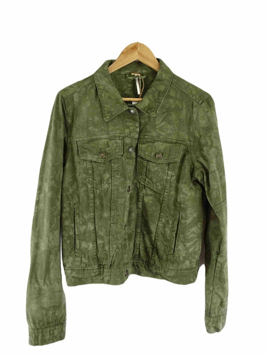 Free People Green Denim Jacket L