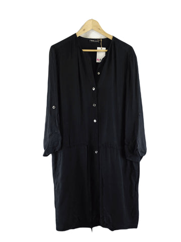 F Line By Feathers Black Button Down Midi Dress L