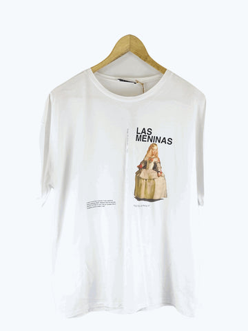 Zara White Printed T-Shirt M