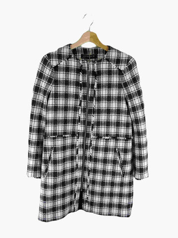 Zara Black and White Gingham Coat XS