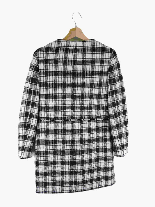 Zara Black and White Gingham Coat XS