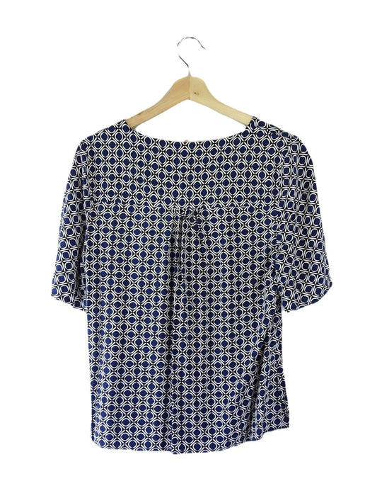 Jacquie E Blue And White Patterned Top 12