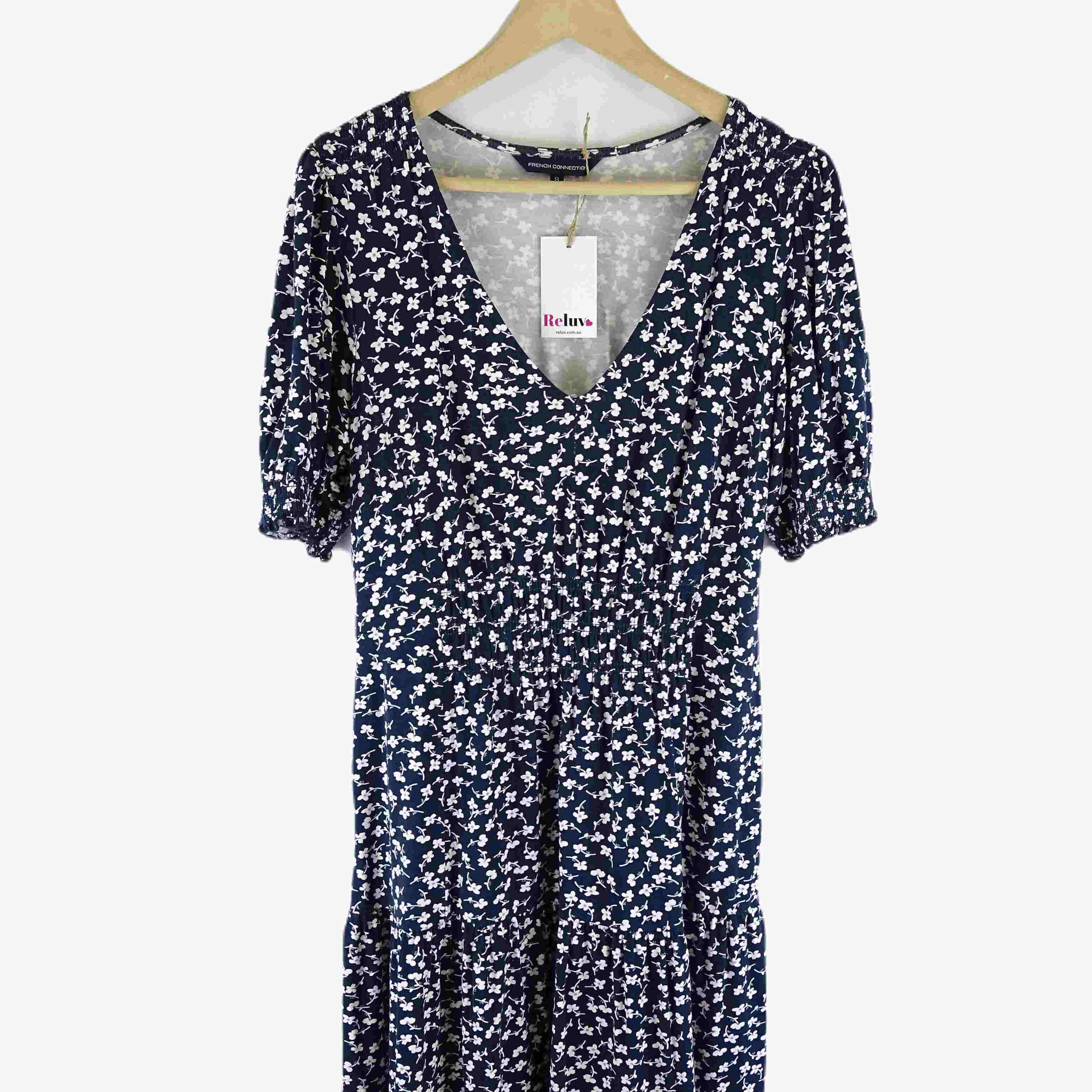 French Connection Navy Floral Dress 8