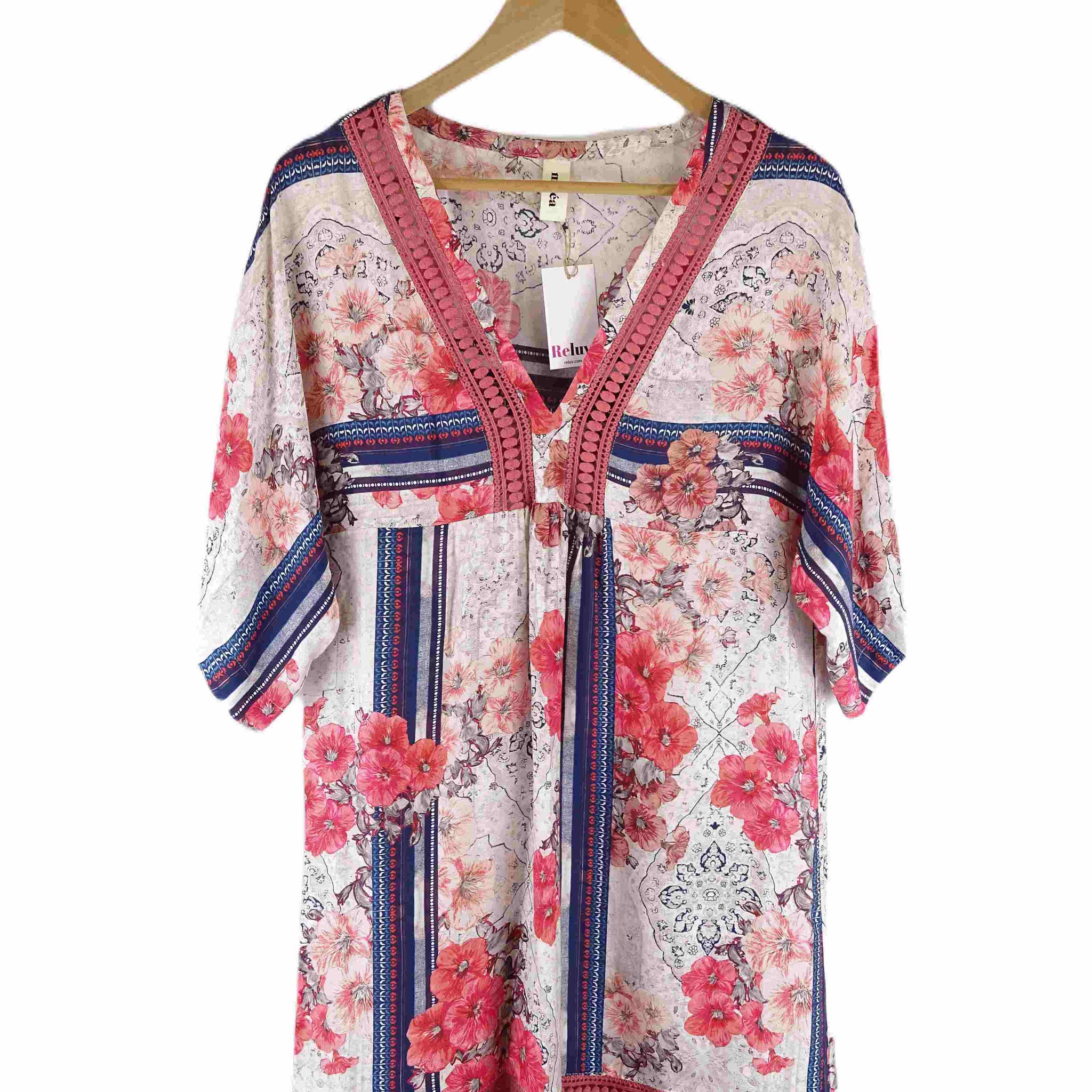 Milea Multi Silk Kaftan Dress M