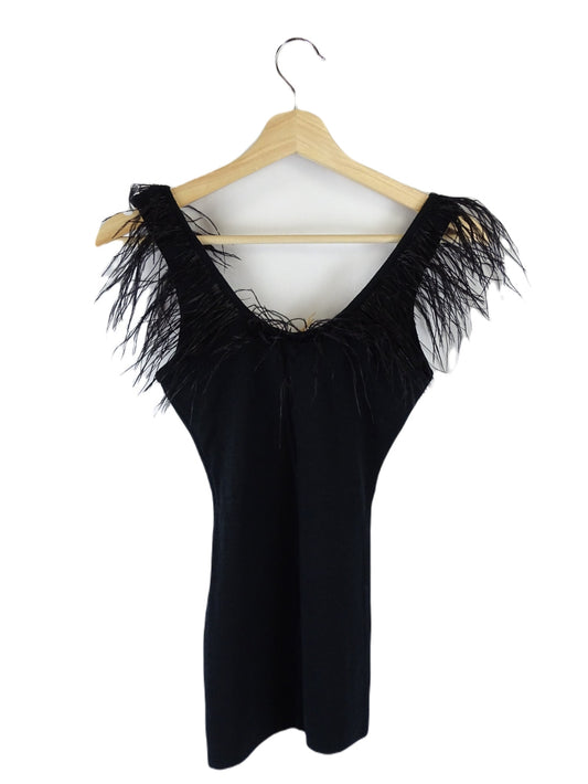 Kookai Black Sleeveless Top with Feathers 10