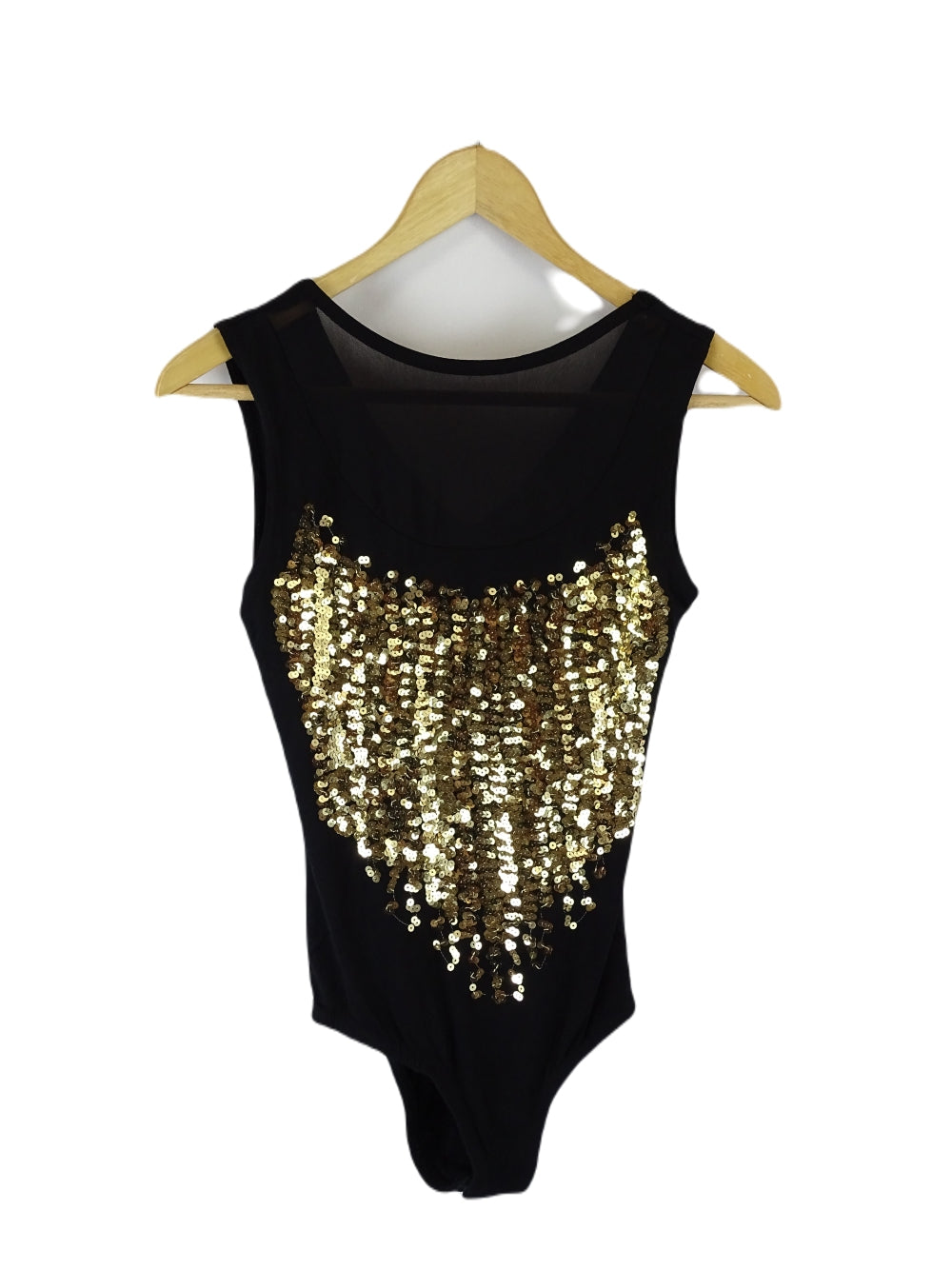 Y-London Black Bodysuit with Sequins M