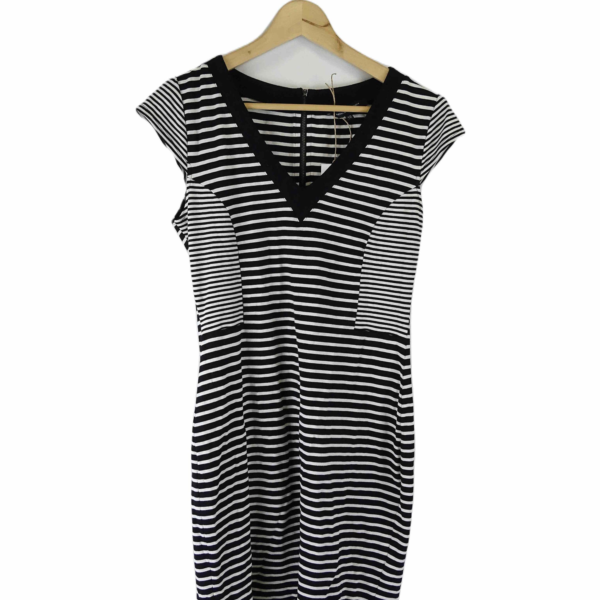 French Connection Black And White Striped Dress 12