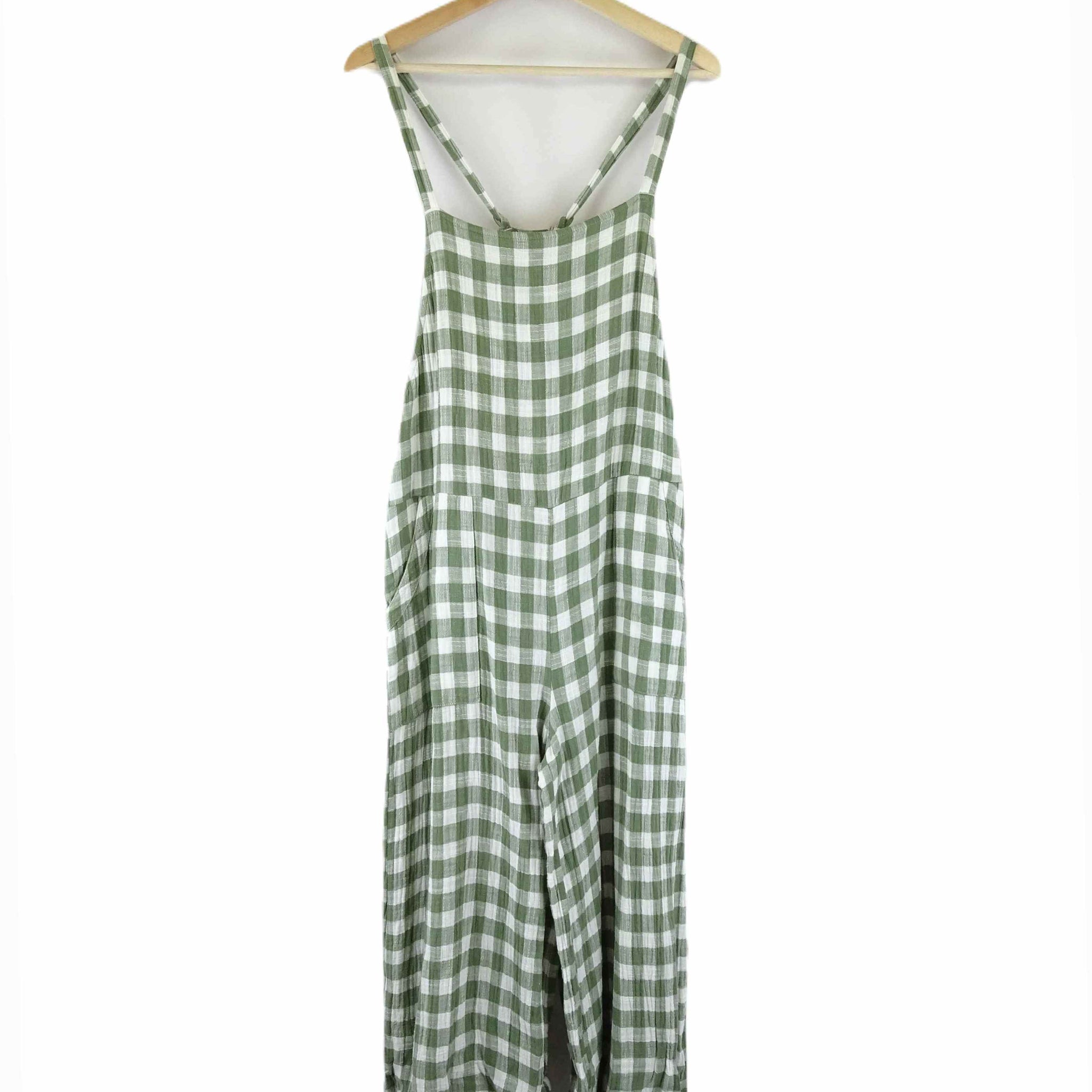 Ghanda Green and White Gingham Overalls M