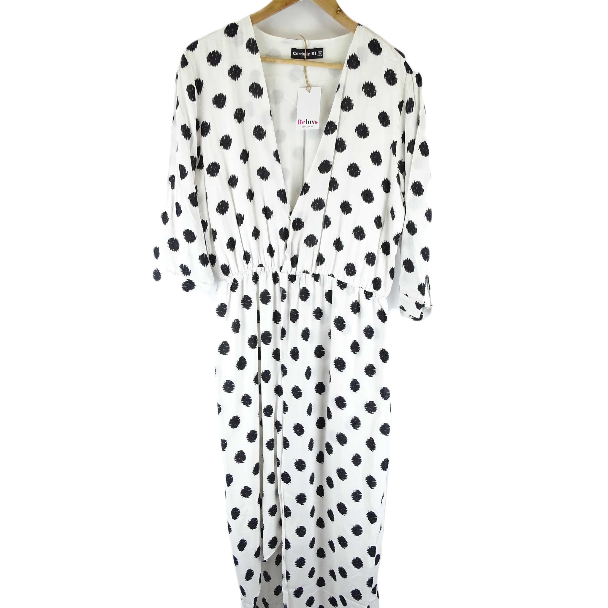 Cordelia St White and Black Polka Dot Maxi Dress 10