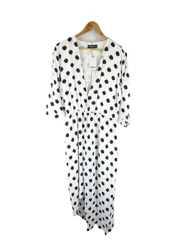 Cordelia St White and Black Polka Dot Maxi Dress 10