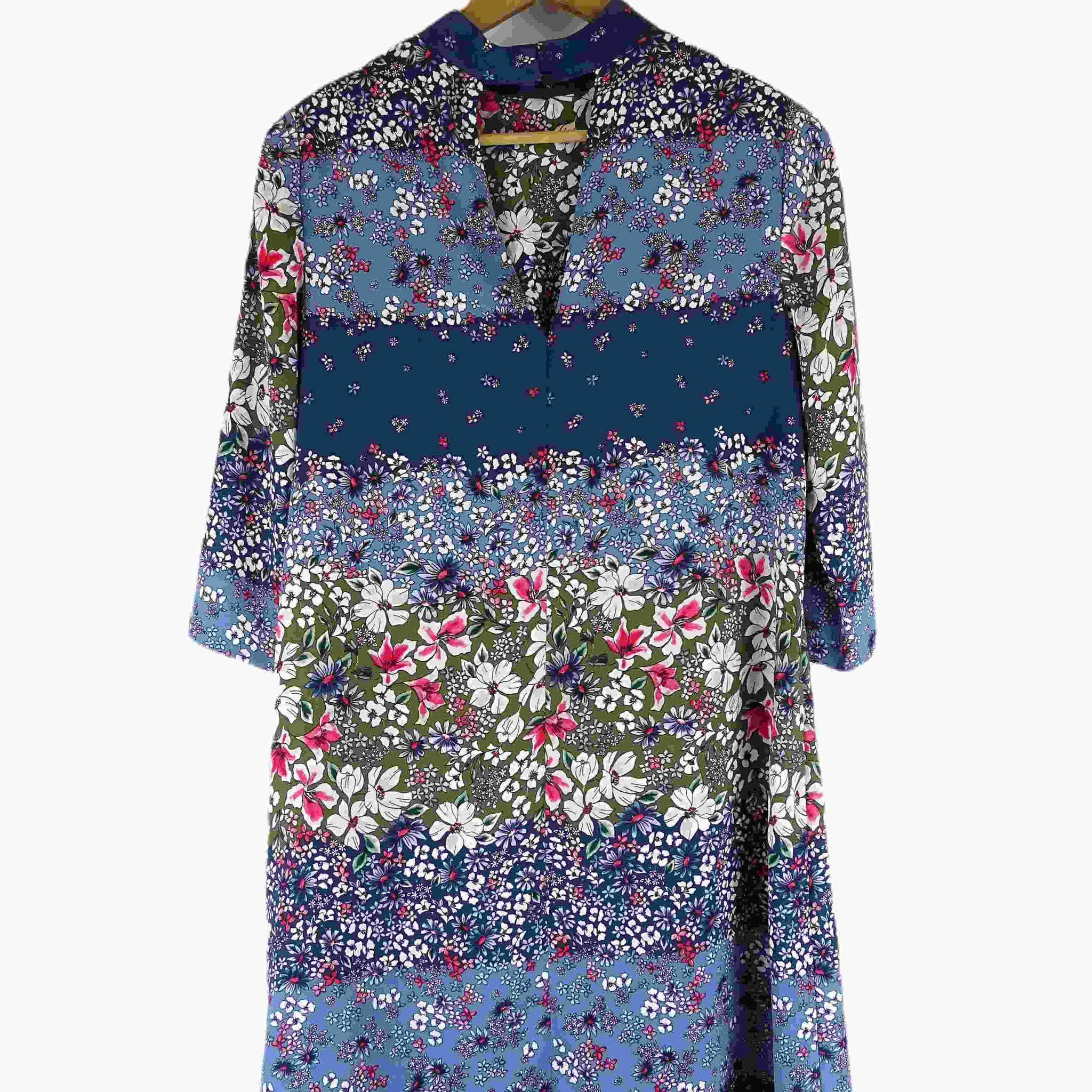 M&S Blue Floral Print Mini Dress 10