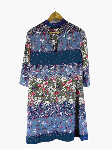 M&S Blue Floral Print Mini Dress 10