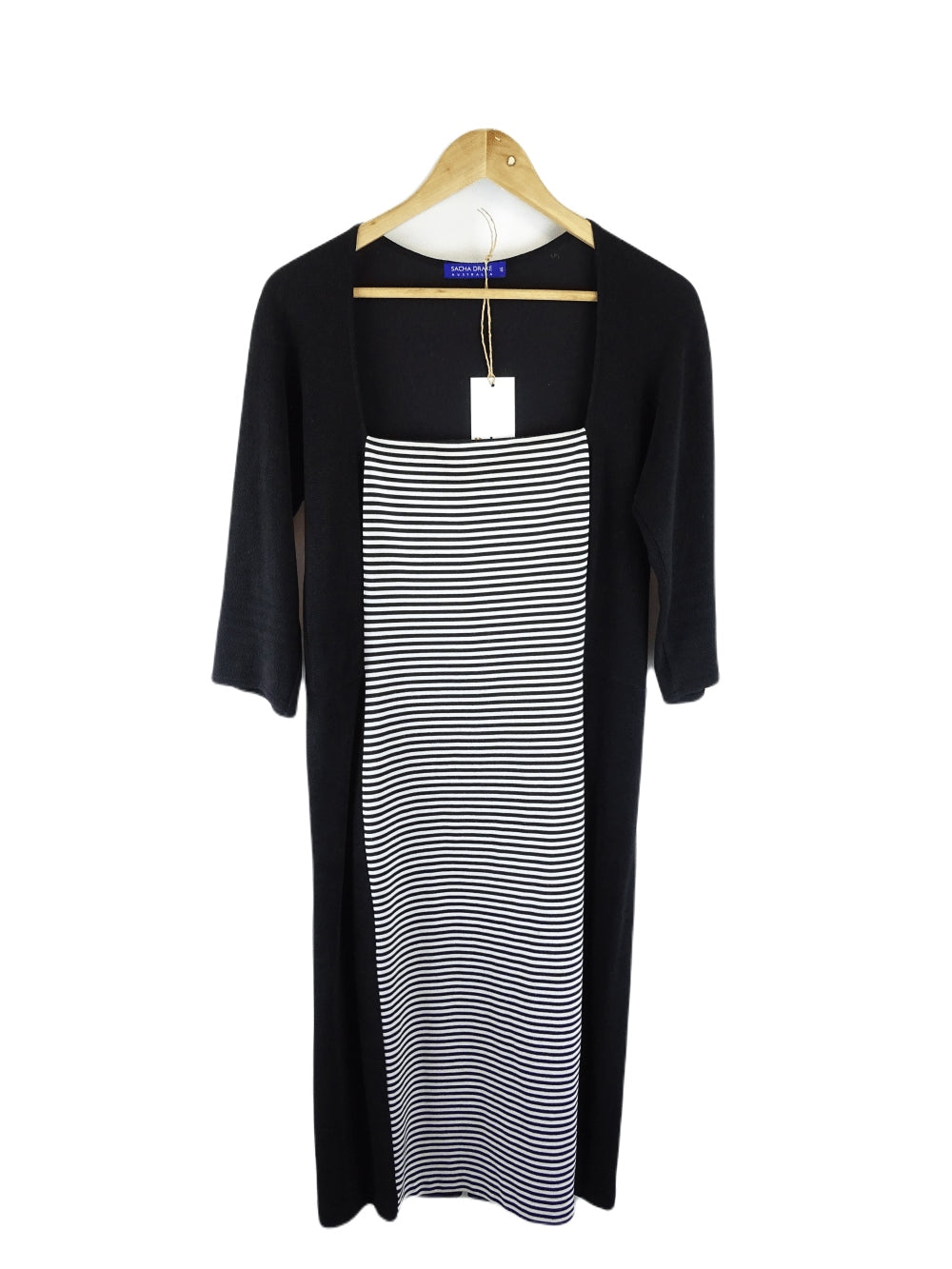 Sacha Drake Black and White Striped Dress 16