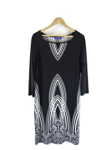 Sacha Drake Black And White Patterned Dress 16