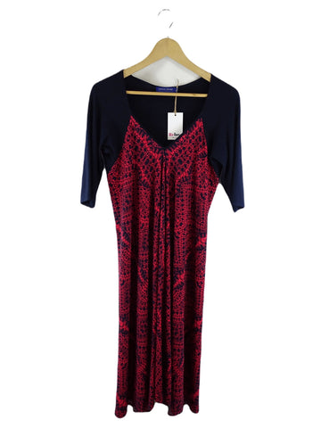 Sacha Drake Red and Navy Midi Dress 16