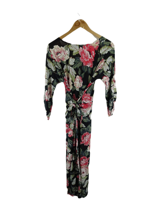 Sacha Drake Black and Floral Midi Dress 16