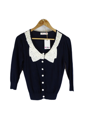 Alannah Hill Navy And Cream Cardigan 14