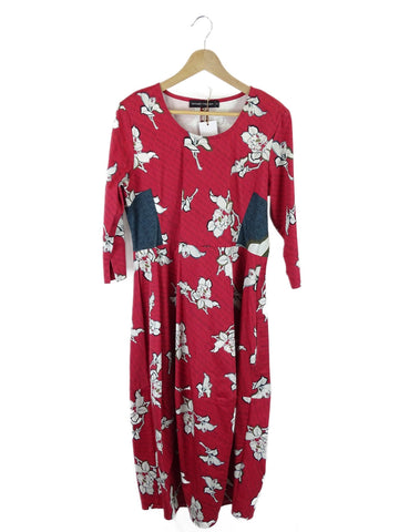 Tiffany Treloar Red Floral 3/4 Sleeve Dress 4 (L/14)